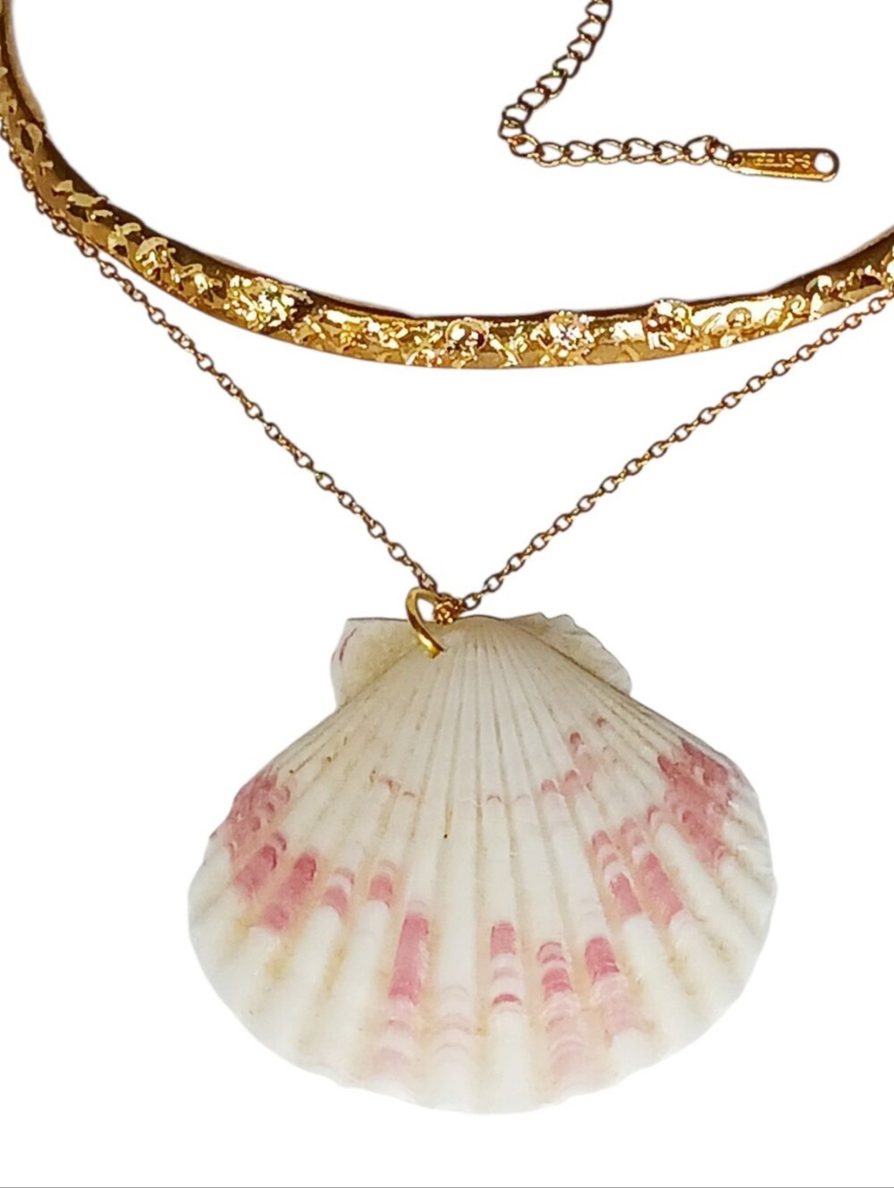 Gold Stainless Steel Scallop Shell Necklace Mermaidcore Oceancore Seaside Boho